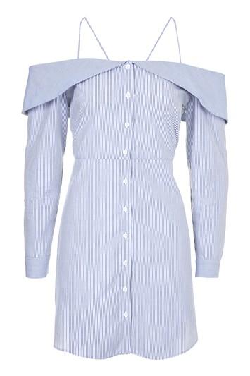 Topshop Stripe Bardot Shirt Dress