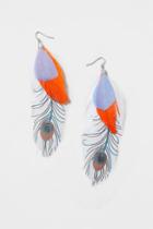 Topshop Printed Feather Drop Earrings