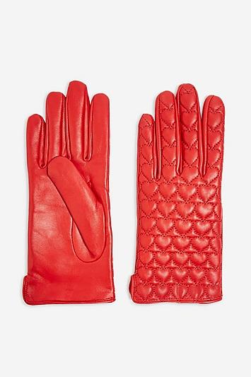 Topshop Heart Quilted Touchscreen Gloves