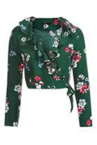 Topshop *nelly Floral Ruffle Wrap Blouse By Nobody's Child