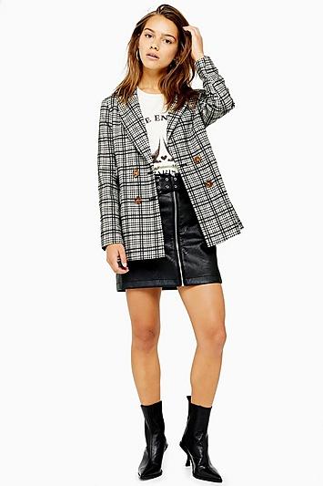 Topshop Petite Mono Check Jacket