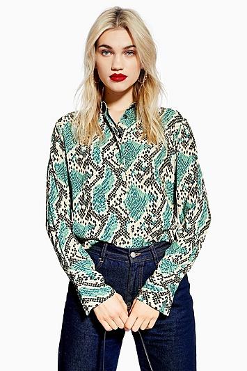 Topshop Snake Print Mensy Shirt