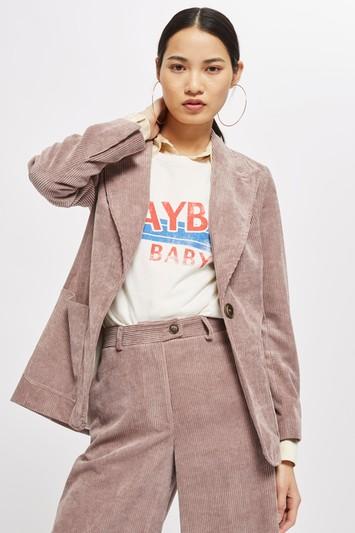Topshop Corduroy Single Breasted Blazer