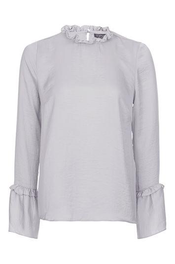 Topshop Frill Neck Satin Top