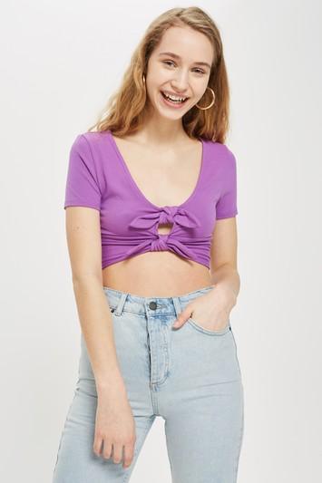 Topshop Double Knot Crop T-shirt