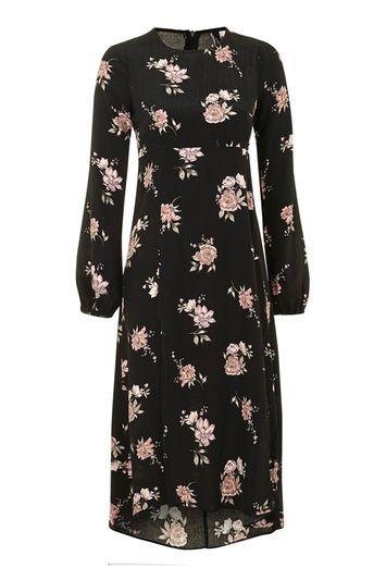 Topshop *long Sleeve Floral Midi Dress By Nobody's Child