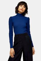 Topshop Long Sleeve Puff Funnel Neck Top