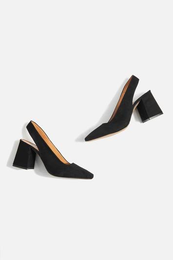 Topshop Gainor Black Slingback Heeled Shoes