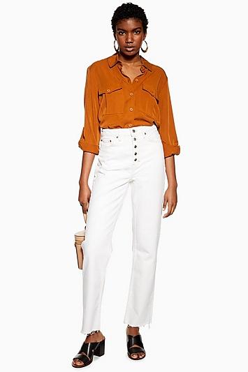 Topshop Tall White Straight Jeans
