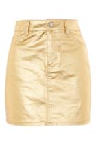 Topshop Moto Gold Denim Skirt