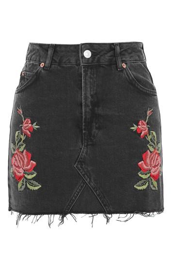 Topshop Tall Rose Embroidered Skirt