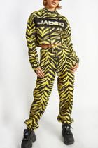 Topshop *yellow Zebra Printed Joggers By Jaded London