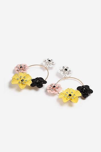 Topshop *flower Drop Hoop Earrings