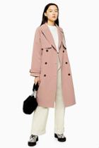 Topshop Pink Stitch Trench Coat