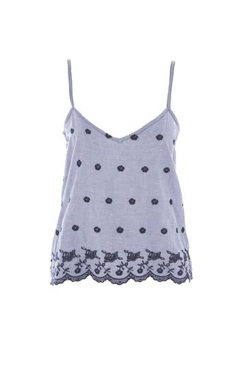 Topshop Gingham Embroidered Night Camisole Top