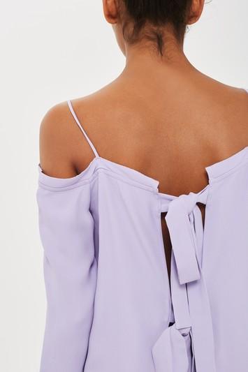 Topshop Tie Back Cold Shoulder Top By Boutique