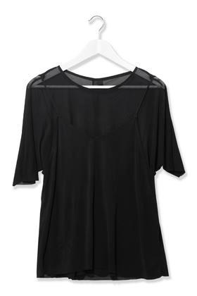 Topshop Sheer Overlay Cami Tee