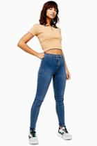 Topshop Petite Mid Blue Belt Loop Joni Jeans