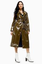 Topshop Contrast Faux Leather Vinyl Trench