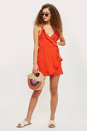 Topshop Wrap Frill Mini Dress