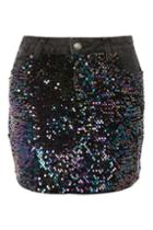 Topshop Moto Sequin Denim Mini Skirt