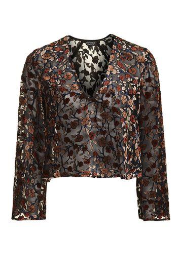 Topshop Devore Plunge Swing Top