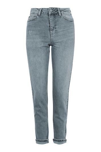 Topshop Moto Washed Grey Mom Jeans