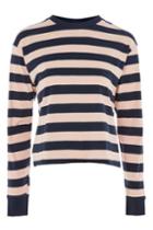 Topshop Long Sleeve Bold Stripe Crew Neck Top