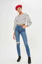 Topshop Mid Blue Ripped Jamie Jeans
