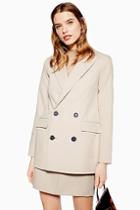 Topshop Stone Double Breasted Blazer