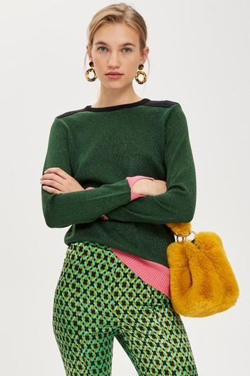 Topshop Colour Block Rib Knit Jumper By Yas