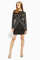 Topshop Bugle Bead Cut Out Bodycon Dress