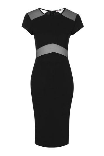 Topshop *bodycon Dress With Mesh By Wal