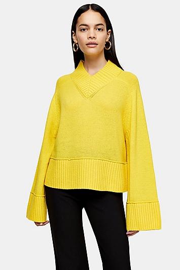 *yellow Lambswool Blend V Neck Jumper By Topshop Boutique