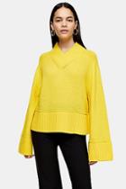 *yellow Lambswool Blend V Neck Jumper By Topshop Boutique