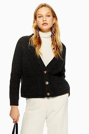 Topshop Button Crop Cardigan