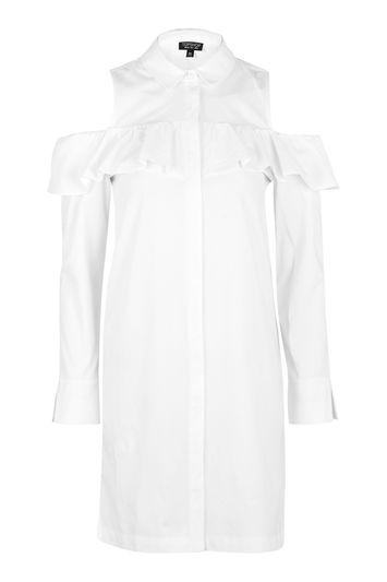 Topshop Poplin Cold Shoulder Dress