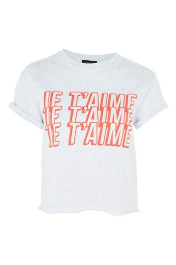 Topshop 'je Taime' Slogan Crop T-shirt
