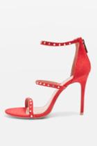 Topshop Madeline Three Strap Studded Heel Sandals