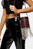 Topshop Perrie Red Snake Barrel Cross Body Bag