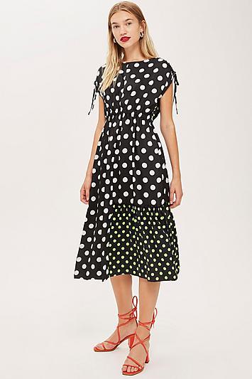 Topshop *mixed Spot Print Skater Dress By Boutique