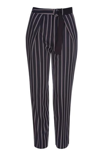 Topshop Striped Belted Peg Trousers
