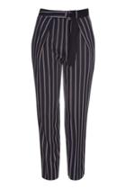 Topshop Striped Belted Peg Trousers
