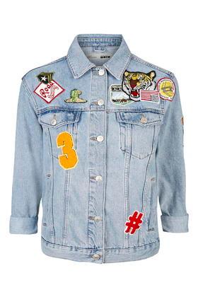 Topshop Petite Denim Badge Jacket