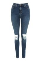 Topshop Tall Mid Stone Ripped Jamie Jeans