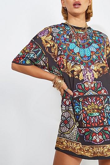 Topshop *stained Glass T-shirt Dress By Jaded London
