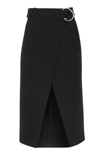 Topshop Belted Wrap Midi Skirt