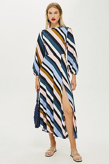 Topshop Striped Open Back Dress