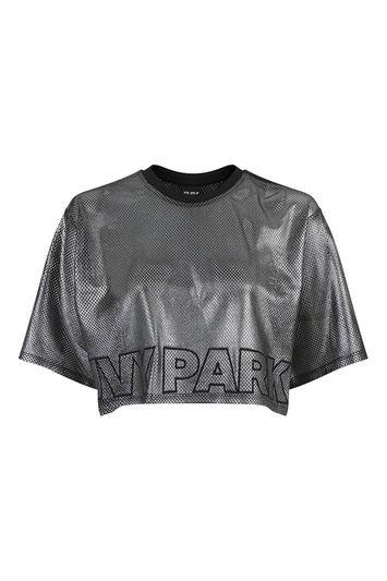 Topshop Metallic Airtex Boxy Tee By Ivy Park