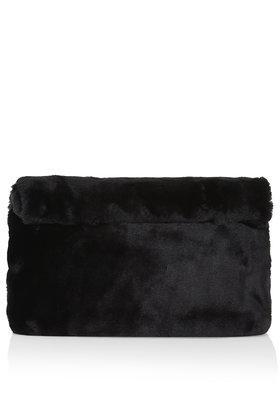 Topshop Faux Fur Roll-top Clutch